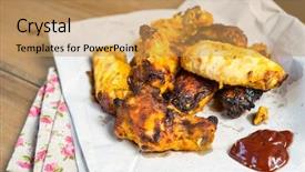  Presentation with chicken little chicks - Cool new presentation theme with celery bone - fried chicken wings with sauce backdrop and a  colored foreground