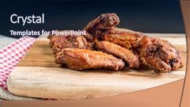  Presentation with chicken little chicks - Audience pleasing theme consisting of celery bone - fried chicken wings with sauce backdrop and a  colored foreground