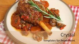  Presentation with vegetables coconut - Beautiful PPT layouts featuring celery bone - lamb shank with vegetables backdrop and a  colored foreground
