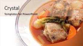  Presentation with celery - Audience pleasing PPT theme consisting of celery bone - oxtail soup backdrop and a coral colored foreground