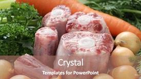  Presentation with celery - Slides having celery bone - raw oxtail and vegetables background and a coral colored foreground