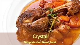  Presentation with celery - Colorful PPT theme enhanced with celery bone - slow-cooked lamb shank with vegetables backdrop and a tawny brown colored foreground