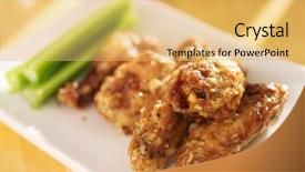  Presentation with chicken embryo - Presentation design with celery bone - zesty garlic parmesan chicken wings background and a yellow colored foreground