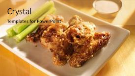  Presentation with garlic - Amazing PPT theme having celery bone - zesty garlic parmesan chicken wings backdrop and a yellow colored foreground