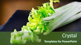  Presentation with green fresh food - Cool new presentation theme with celery closeup over black background backdrop and a tawny brown colored foreground
