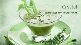  Presentation with celery - Beautiful PPT theme featuring celery-cream-soup-with-thymus backdrop and a soft green colored foreground