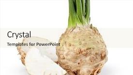  Presentation with celery - Colorful presentation design enhanced with celery root on white background backdrop and a lemonade colored foreground