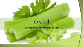  Presentation with celery - Theme consisting of celery stalk bunch isolated om background and a yellow colored foreground