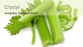  Presentation with celery - Slide deck featuring celery stalk bunch isolated om background and a blonde colored foreground
