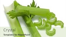  Presentation with celery - Presentation design having celery stalk bunch isolated om white background cut background and a yellow colored foreground
