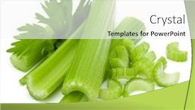  Presentation with celery - Presentation theme enhanced with celery stalk bunch isolated om white background cut background and a white colored foreground