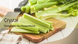  Presentation with celery - Theme featuring celery sticks cutting celery stalks background and a yellow colored foreground