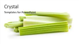  Presentation with celery - Cool new PPT theme with celery sticks cutting celery stalks backdrop and a white colored foreground
