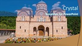  Presentation with orthodox - Slide set having celije-famous-orthodox-monastery-near background and a ocean colored foreground