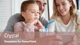  Presentation with restaurant family - Cool new slide deck with cell - family parenthood technology people concept backdrop and a coral colored foreground