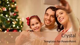  Presentation with christmas holidays - Beautiful presentation theme featuring cell - holidays family technology concept backdrop and a coral colored foreground