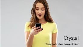  Presentation with teenage girl - PPT theme enhanced with t cell - technology and people concept background and a blonde colored foreground