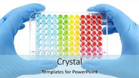  Presentation with cell biology - Beautiful slides featuring cell biology - biomedical research hand with glove backdrop and a light blue colored foreground