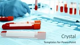  Presentation with medical biology - Slides enhanced with cell biology - blood samples and doctor hands background and a cool aqua colored foreground