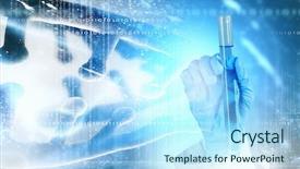  Presentation with science biology cell - Cool new PPT theme with cell biology - close up image of human backdrop and a light blue colored foreground