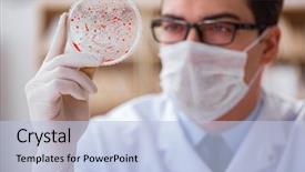  Presentation with lab bacteria - Cool new slides with cell biology - doctor studying virus bacteria backdrop and a light blue colored foreground