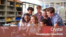  Presentation with racial group high school students - PPT layouts having cell biology - group of high school students background and a red colored foreground