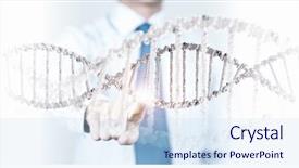  Presentation with science biology cell - Colorful slide deck enhanced with cell biology - science concept image of human backdrop and a sky blue colored foreground