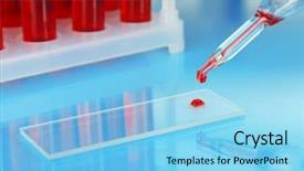  Presentation with blood cell - Audience pleasing slide deck consisting of cell biology - test tubes with blood backdrop and a light blue colored foreground