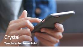  Presentation with mobile use - Presentation design having hand holding smartphone checking - close up of woman use background and a violet colored foreground