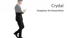  Presentation with black man - Slide set featuring type communication - full length profile shot background and a white colored foreground