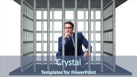  Presentation with cage - Colorful PPT theme enhanced with cell calture - businessman in the cage isolated backdrop and a ocean colored foreground