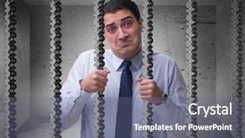  Presentation with prison - Presentation design with cell calture - man trapped in prison background and a gray colored foreground