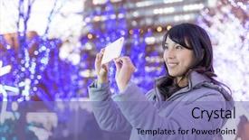  Presentation with decoration - Slide set featuring cell calture - woman taking photo with christmas background and a violet colored foreground