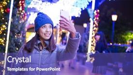  Presentation with selfie - Presentation theme enhanced with cell calture - woman taking selfie by mobile background and a violet colored foreground