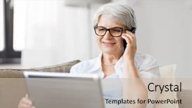  Presentation with physical fitness old age - Slide set with cell comnucation - technology old age and people background and a soft green colored foreground