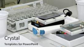  Presentation with laboratory equipment - Colorful presentation enhanced with cell culture - laboratory equipment for testing dairy backdrop and a lemonade colored foreground