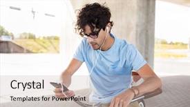  Presentation with people street - Slides having cell cycle - people communication technology leisure background and a soft green colored foreground