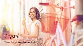  Presentation with people street - Presentation design with cell cycle - people style technology leisure background and a lemonade colored foreground