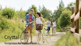  Presentation with bicycles - Cool new PPT layouts with cell cycle - people technology and lifestyle concept backdrop and a yellow colored foreground