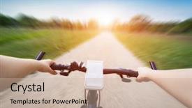  Presentation with road bike - Theme with cell cycle - riding a bike first person background and a mint green colored foreground