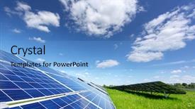  Presentation with alternative energy - Slide set with cell cycle - solar panel on blue sky background and a light blue colored foreground