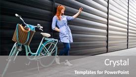  Presentation with urban - PPT theme with cell cycle - young urban girl taking selfie background and a gray colored foreground