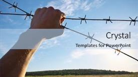  Presentation with prison - Cool new PPT layouts with cell death - hand of prison and sky backdrop and a light blue colored foreground
