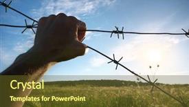  Presentation with prison - Slide deck enhanced with cell death - hand of prison and sky background and a tawny brown colored foreground