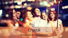  Presentation with selfie - Colorful PPT layouts enhanced with cell free - party technology nightlife and people backdrop and a coral colored foreground