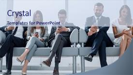  Presentation with smartphones - Colorful theme enhanced with mobile device - business colleagues with their smartphones backdrop and a sky blue colored foreground