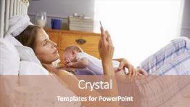  Presentation with daughter mother - Presentation design with cell line - mother in bed with baby background and a coral colored foreground