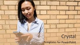  Presentation with cell wall - Amazing PPT theme having cell phone against brick wall backdrop and a  colored foreground