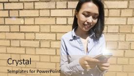  Presentation with cell wall - Amazing PPT theme having cell phone against brick wall backdrop and a  colored foreground