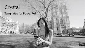  Presentation with brain and cell phone radiation - PPT theme with cell phone against westminster abbey background and a  colored foreground